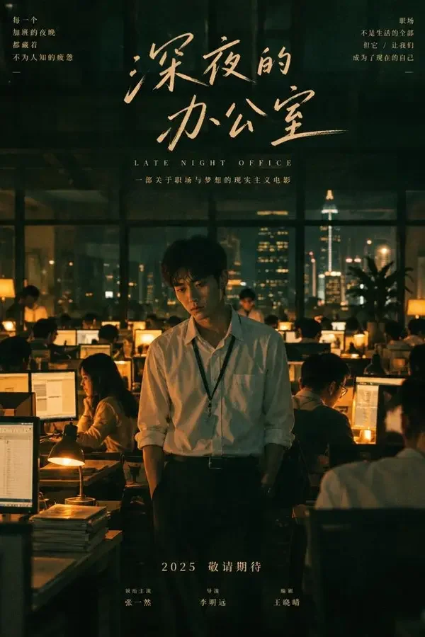 橙子短剧《凌晨三点的工位》封面，深夜工位前被屏幕照亮的打工人
