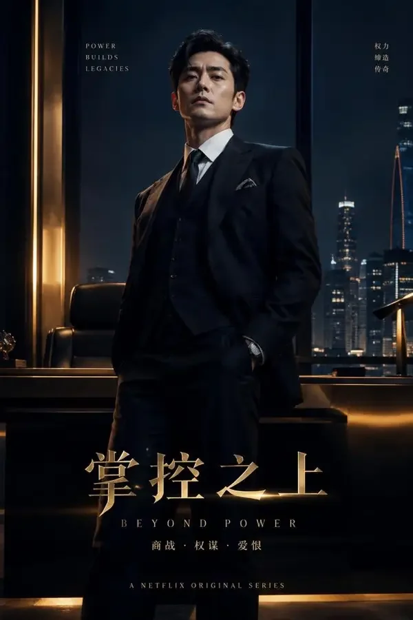 橙子短剧《冷面总裁的独家合约》封面，冷峻总裁立于极简奢华办公室