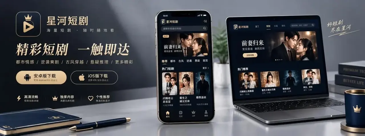 下载橙子短剧APP 橙子短剧APP下载页头图,手机与笔记本展示短剧应用界面